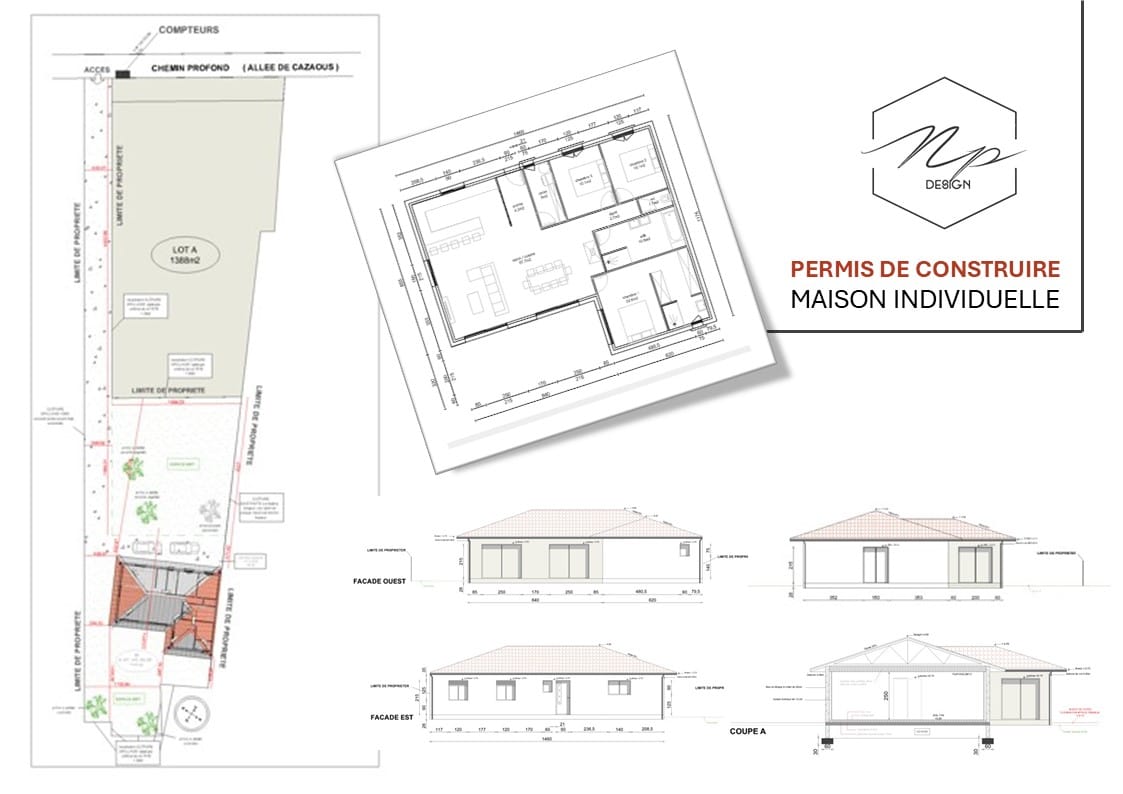 Plan technique d'un dossier de permis de construire en Gironde
