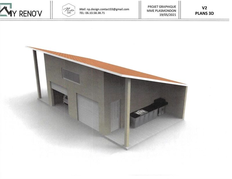 Plan 3D de transformation de garage en suite parentale — projet MY RENOV avec NP Design